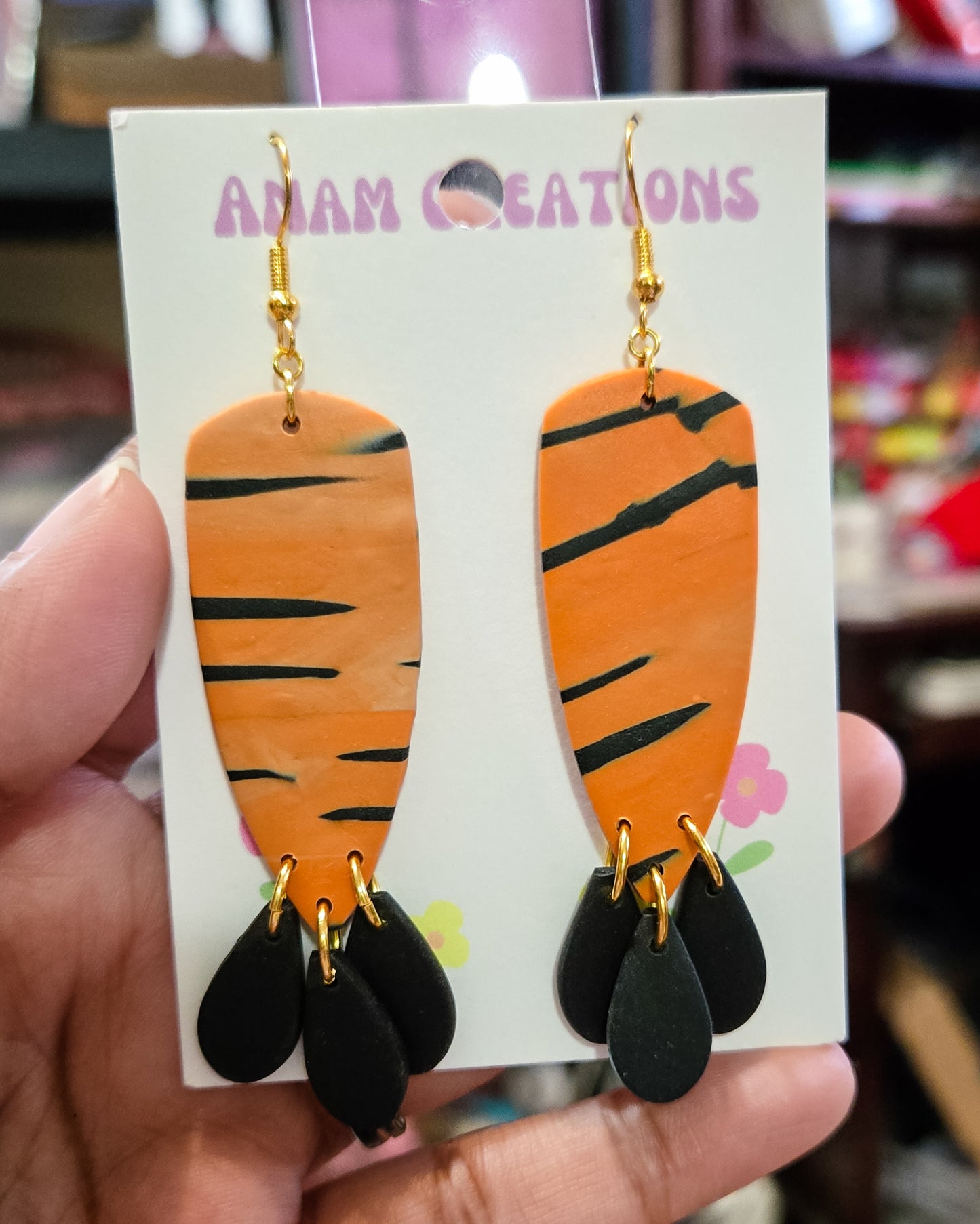 Tiger Print Earrings, TWO different pairs available