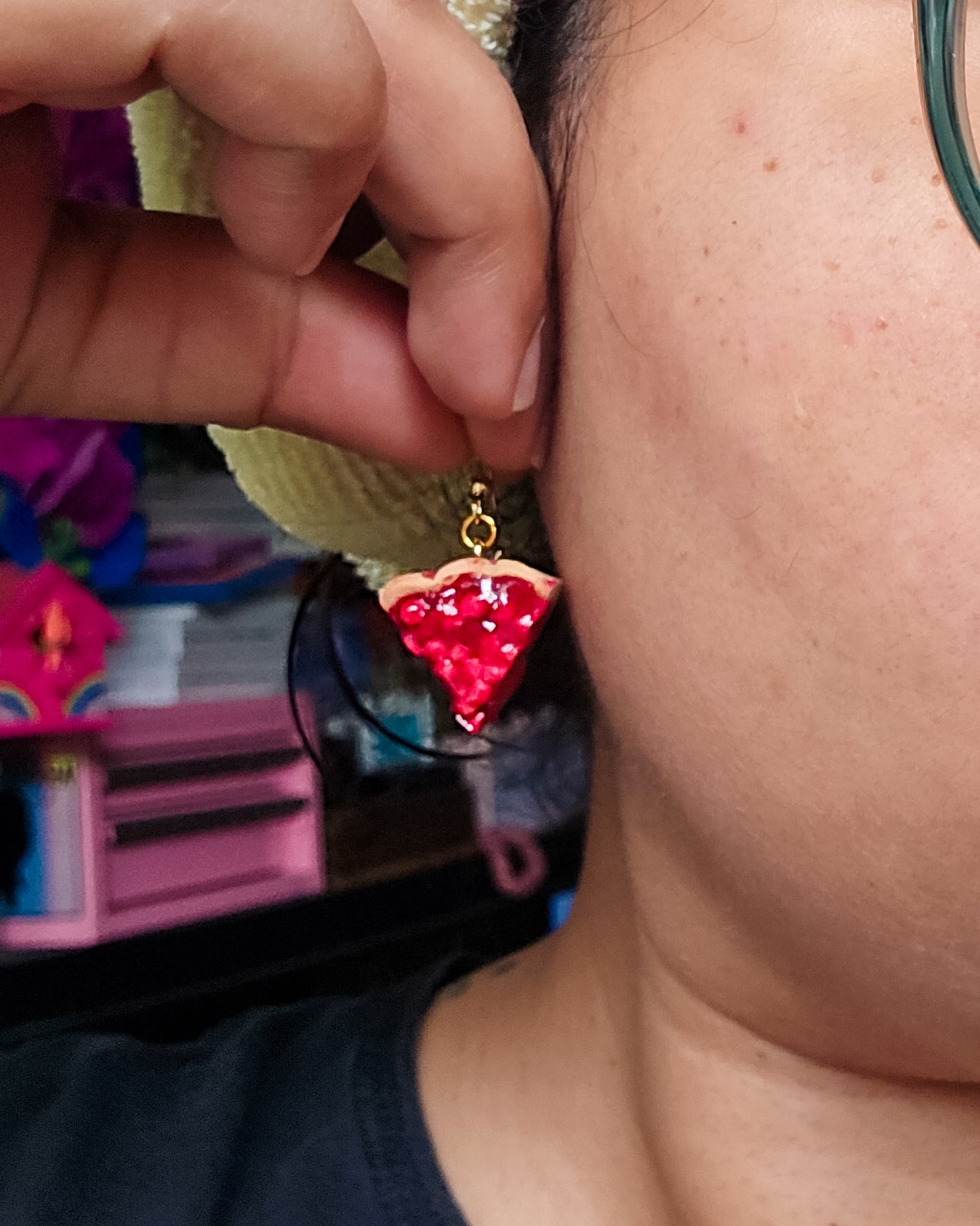 Juicy Cherry Pie Earrings, handsculpted