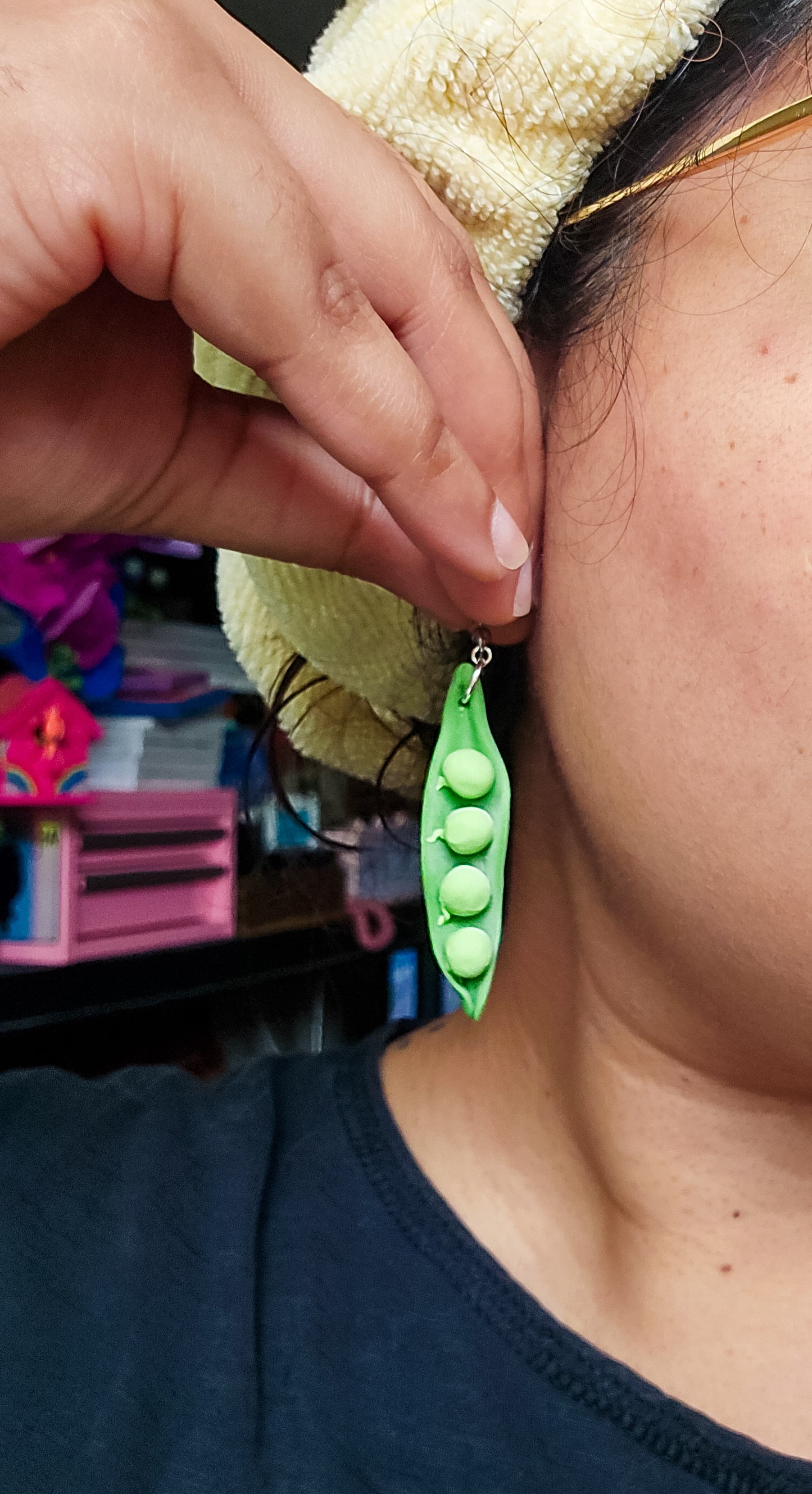 Handsculpted Snap Pea Earrings