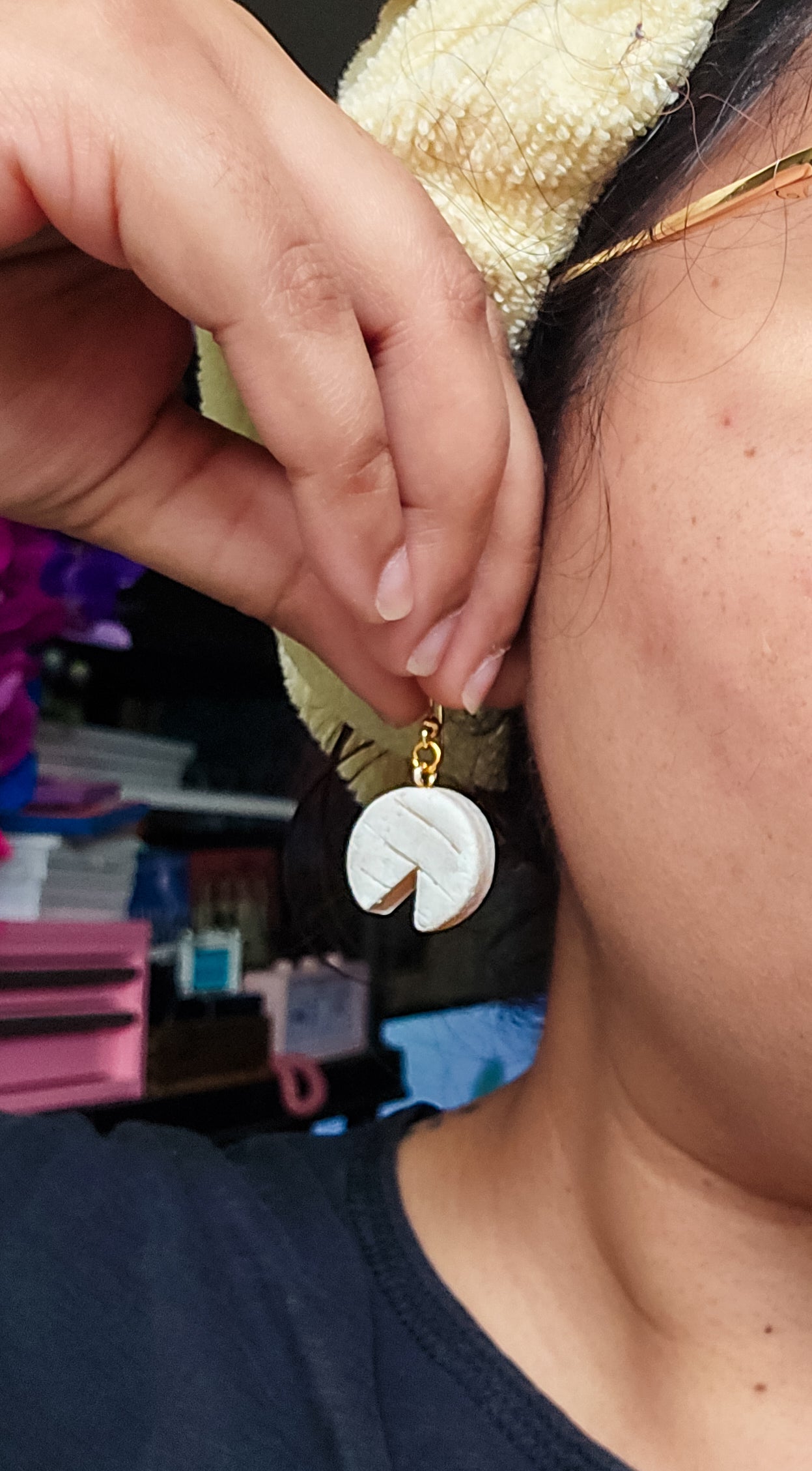 Handsculpted Brie and Baguette Earrings, girl dinner