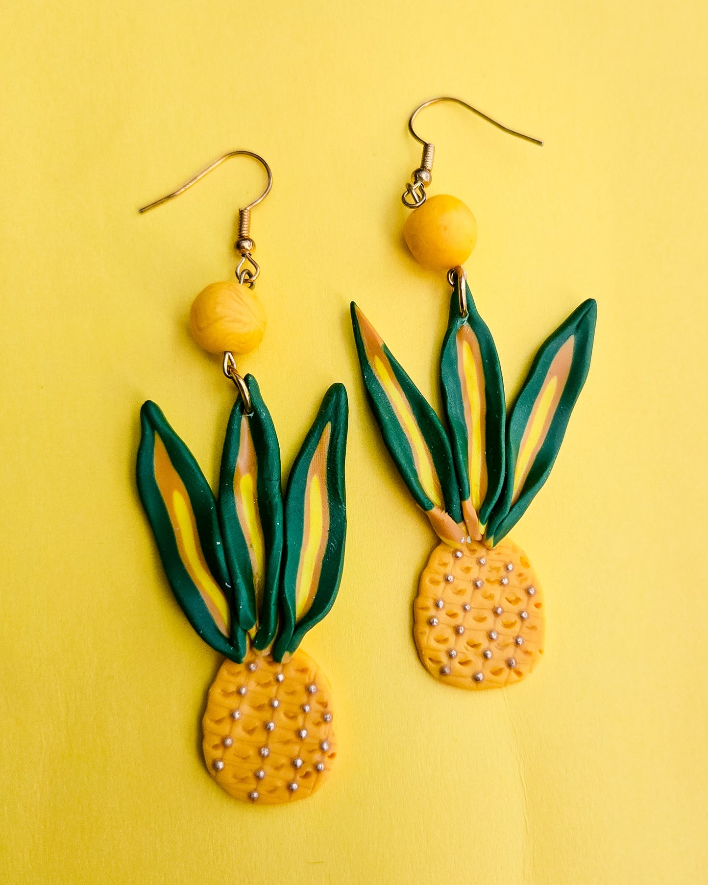 Handsculpted Beaded Pineapple Earrings