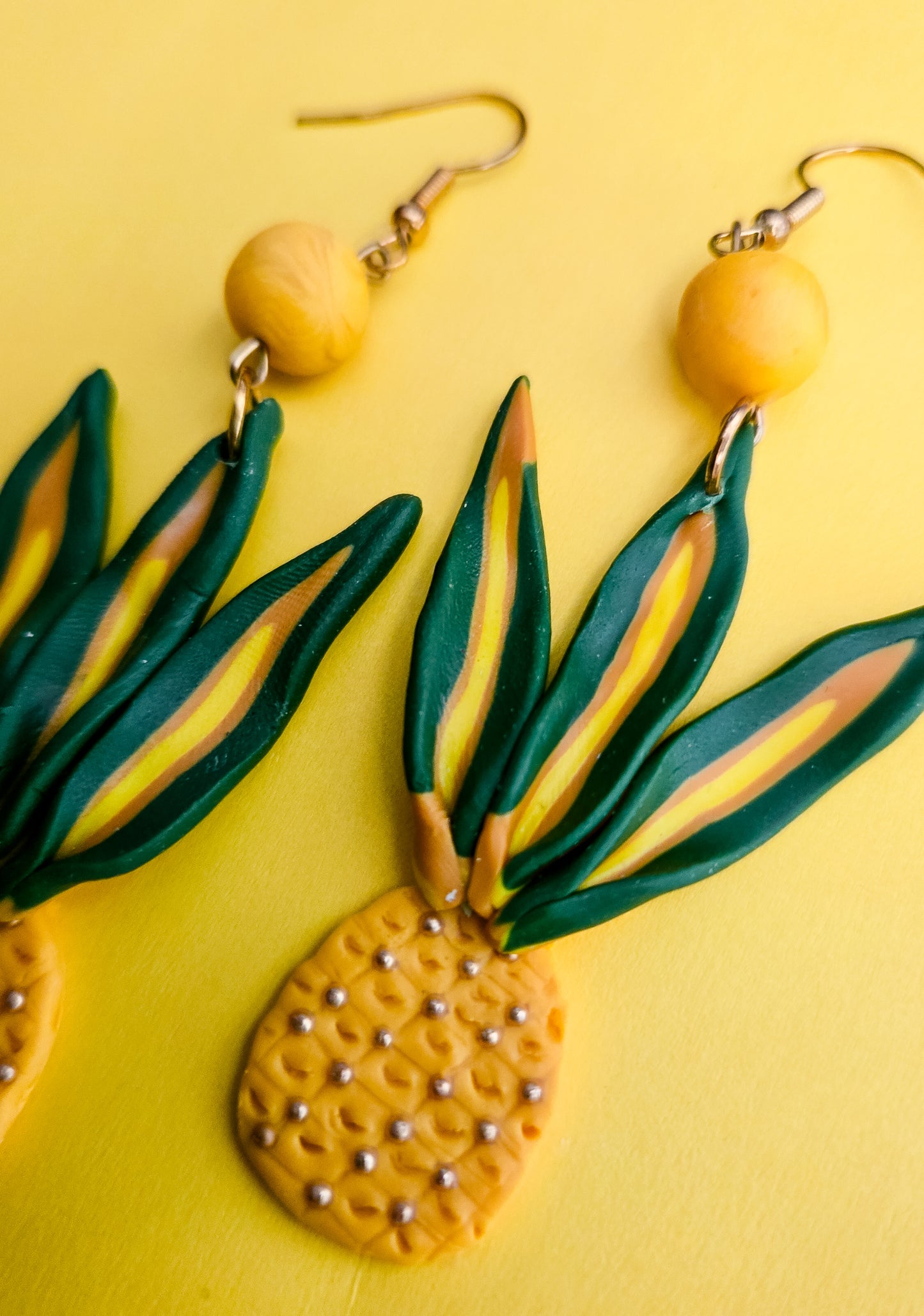 Handsculpted Beaded Pineapple Earrings