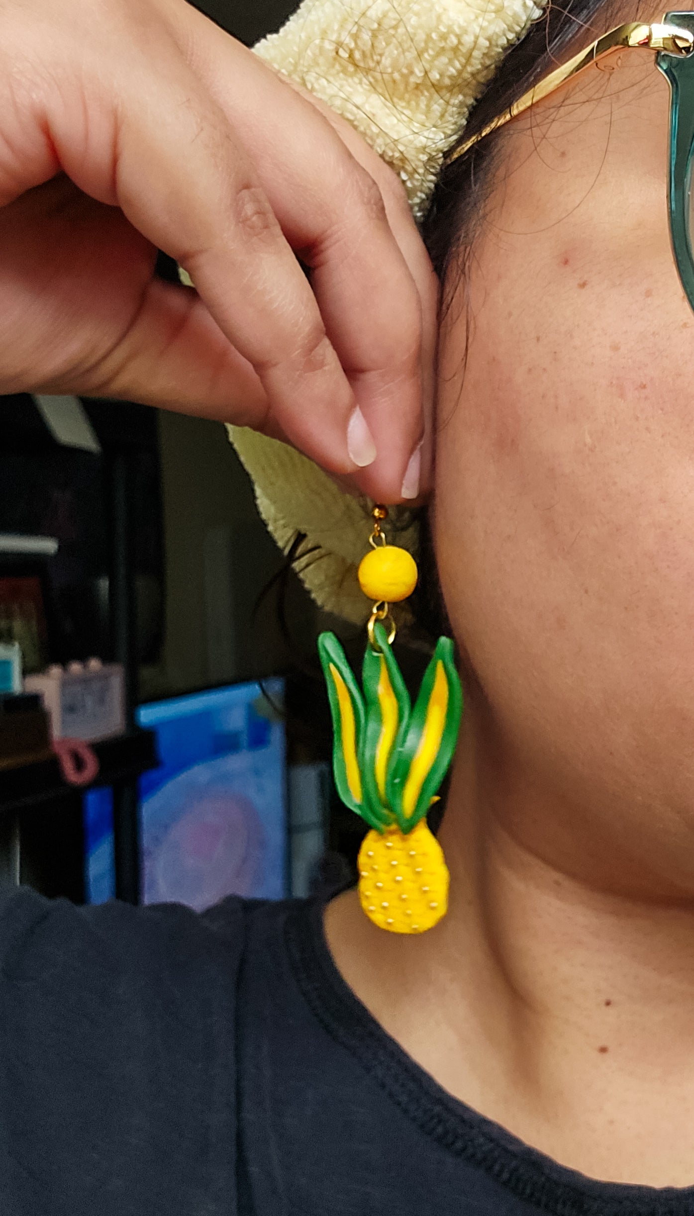 Handsculpted Beaded Pineapple Earrings