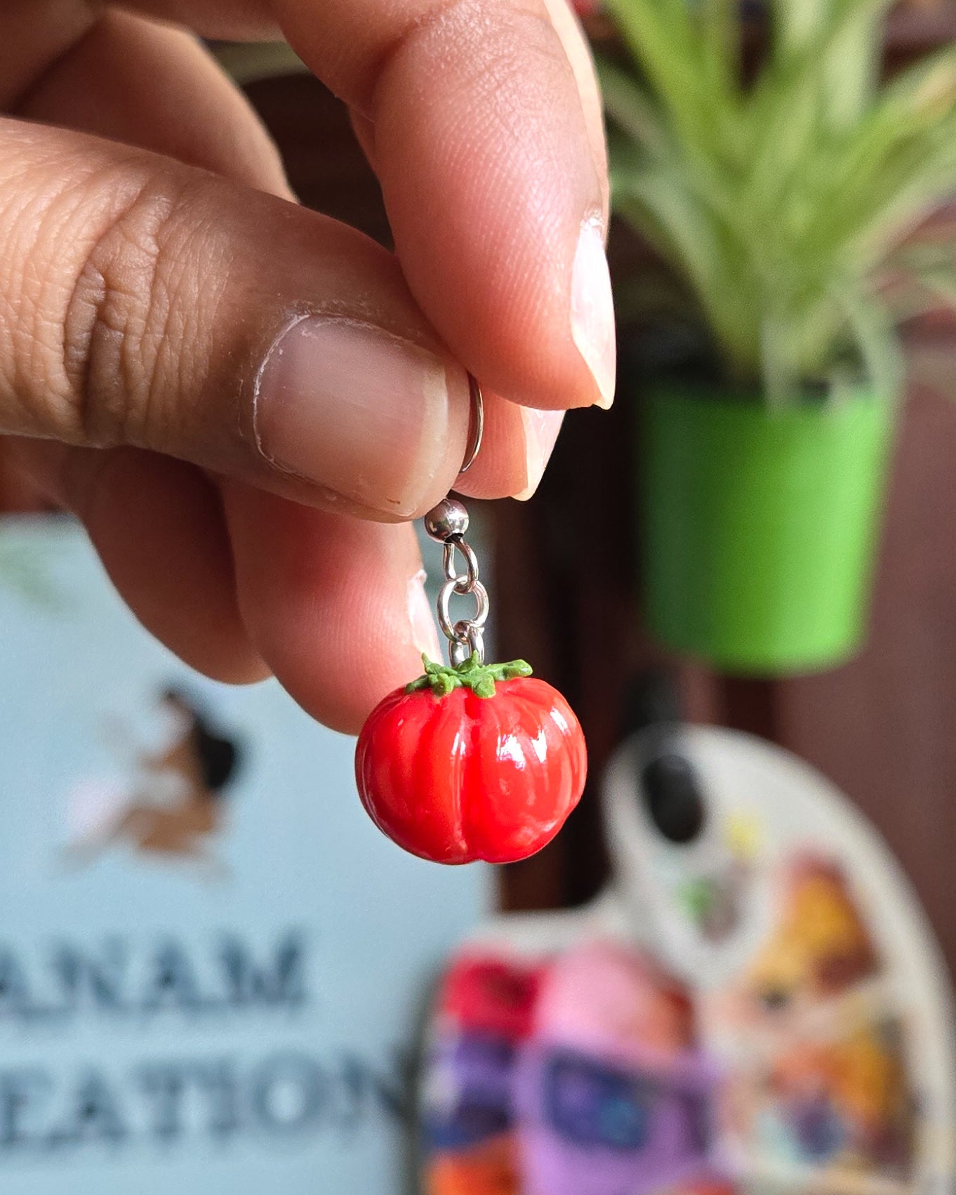 Handsculpted Tomato Earrings