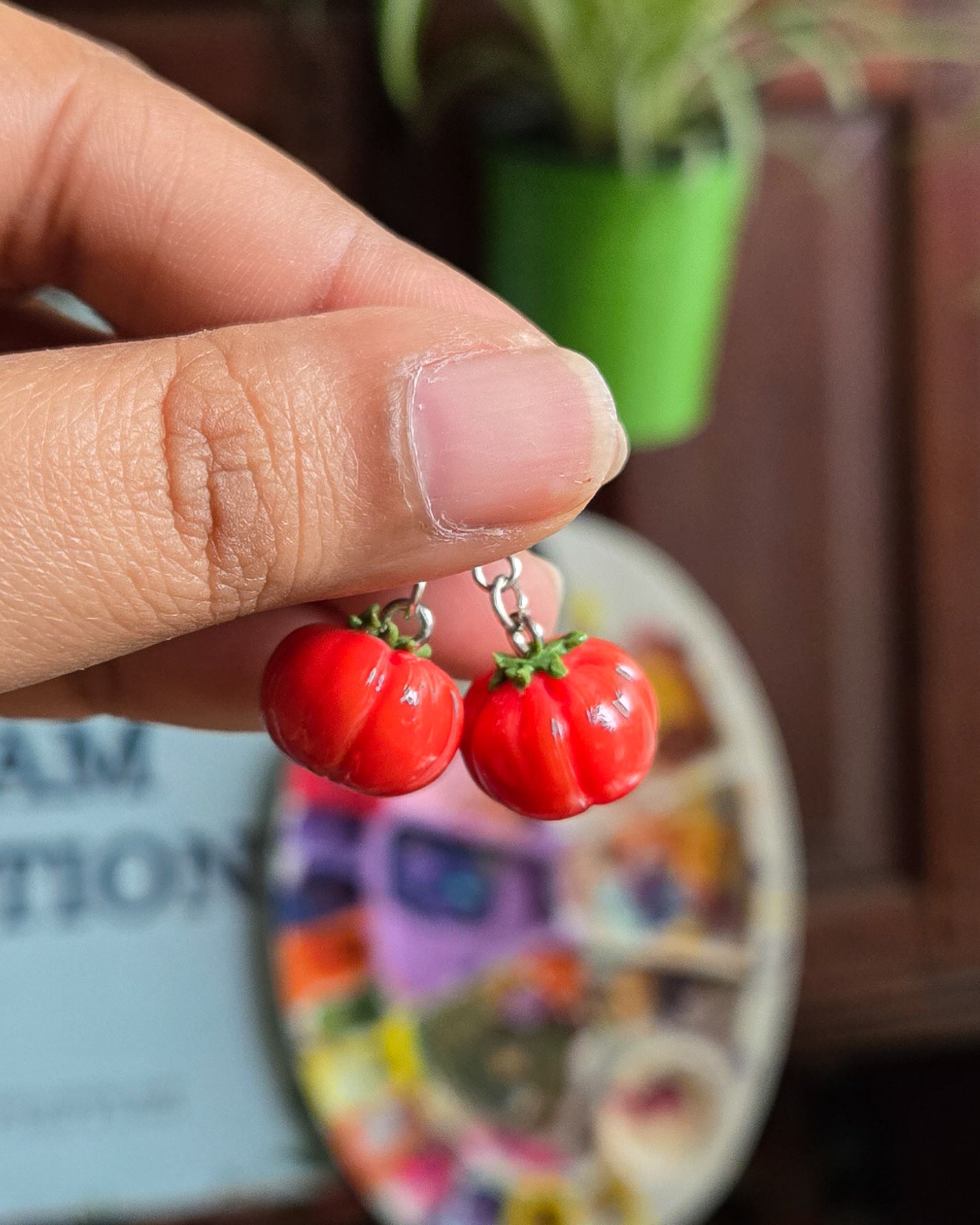 Handsculpted Tomato Earrings