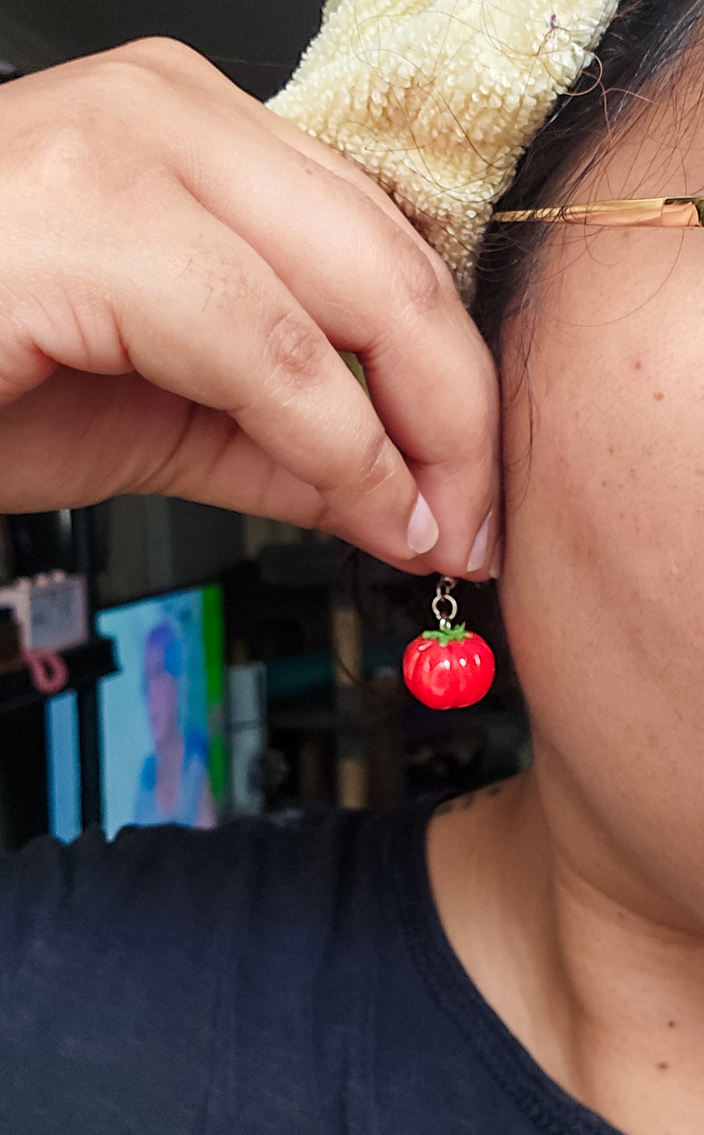 Handsculpted Tomato Earrings
