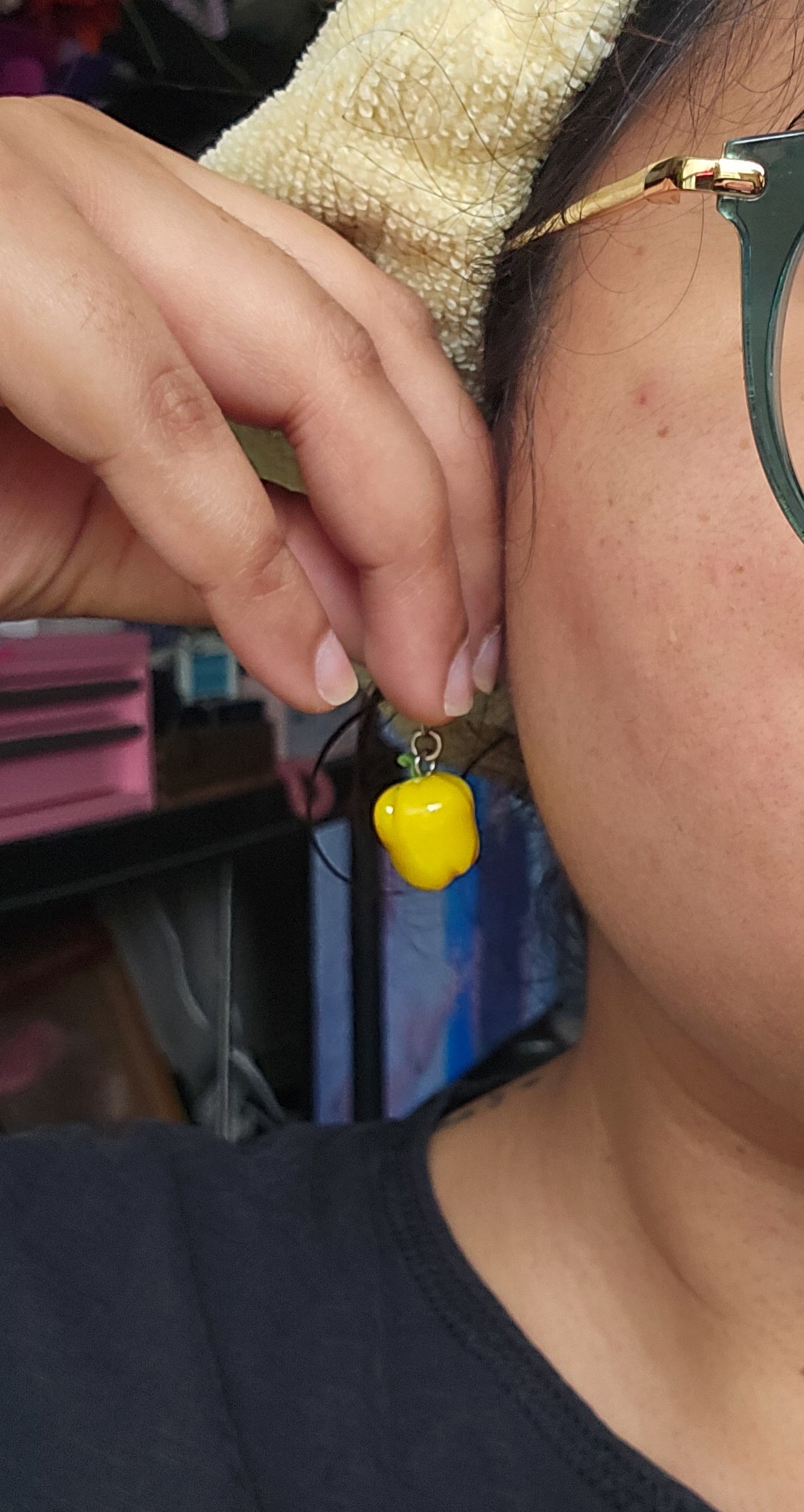 Yellow Bell Pepper Earrings, handsculpted
