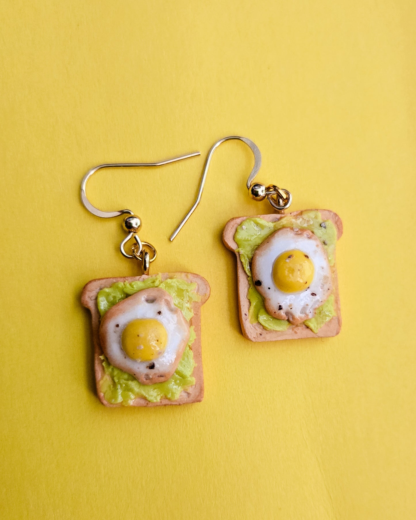 Avocado Toast Earrings, handsculpted