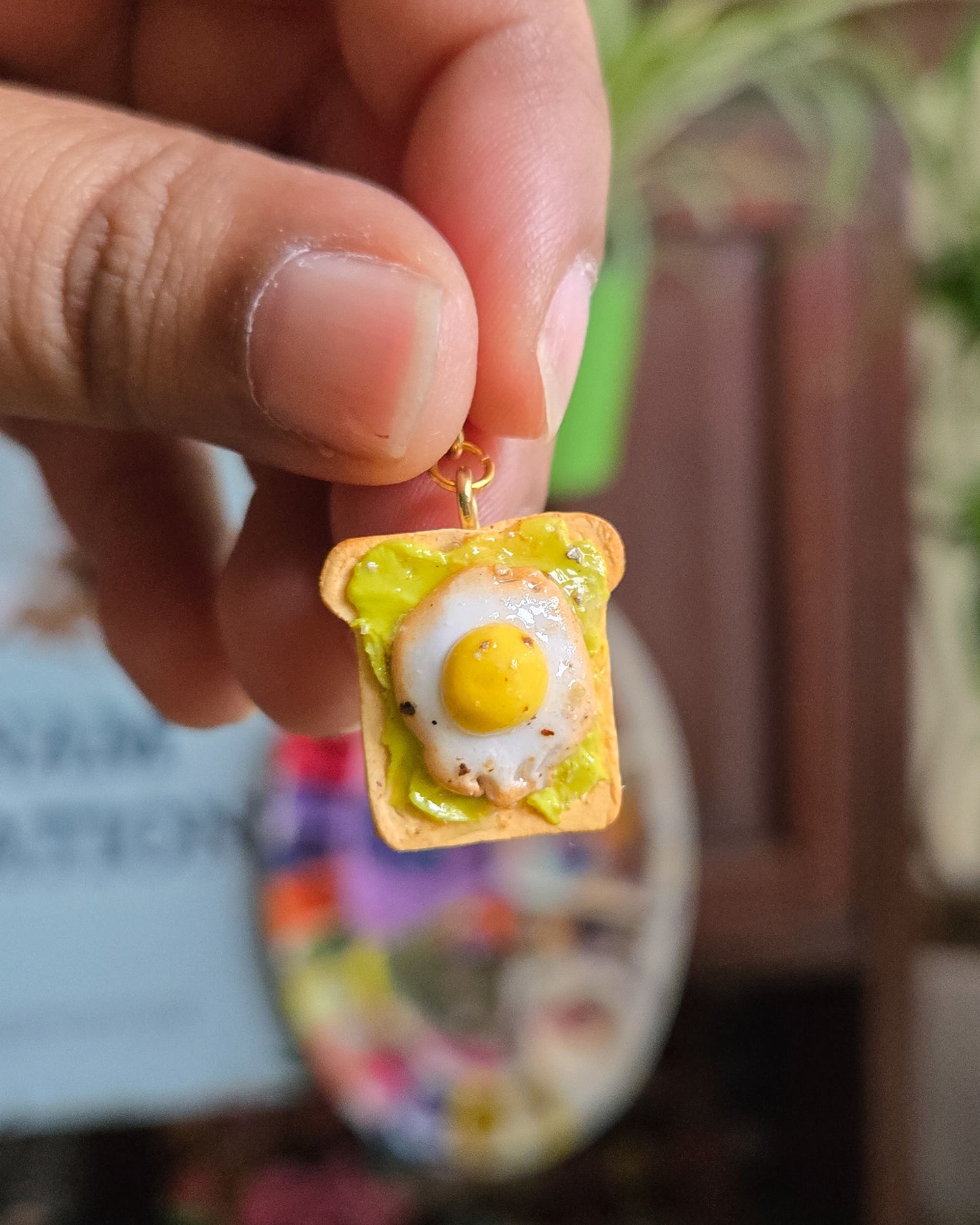 Avocado Toast Earrings, handsculpted