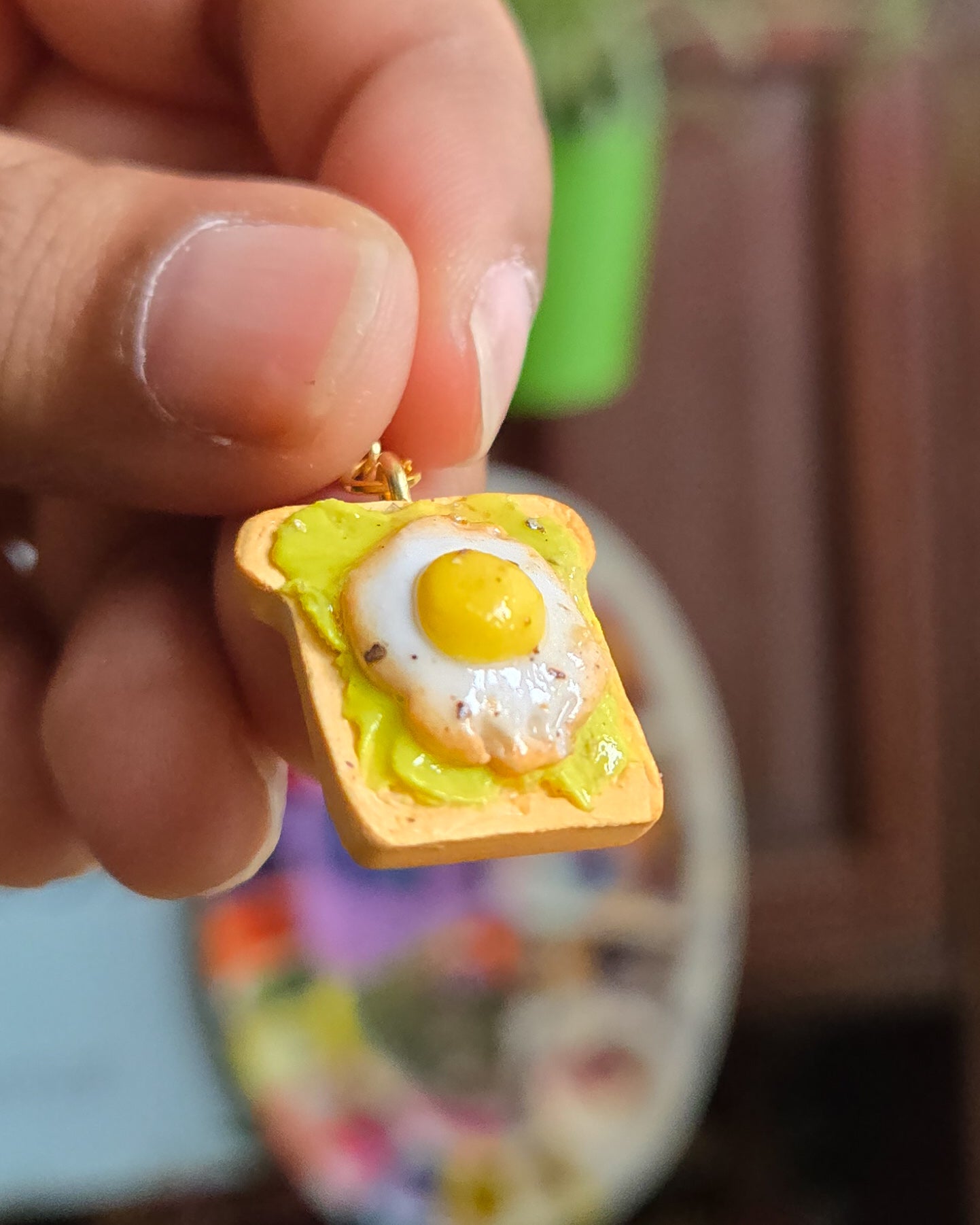 Avocado Toast Earrings, handsculpted