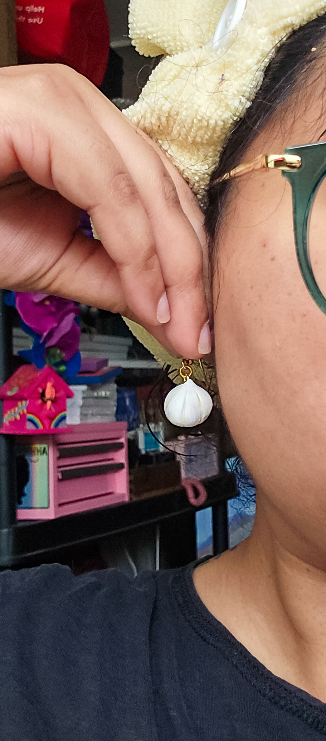 Handsculpted Garlic Earrings, garlic girl