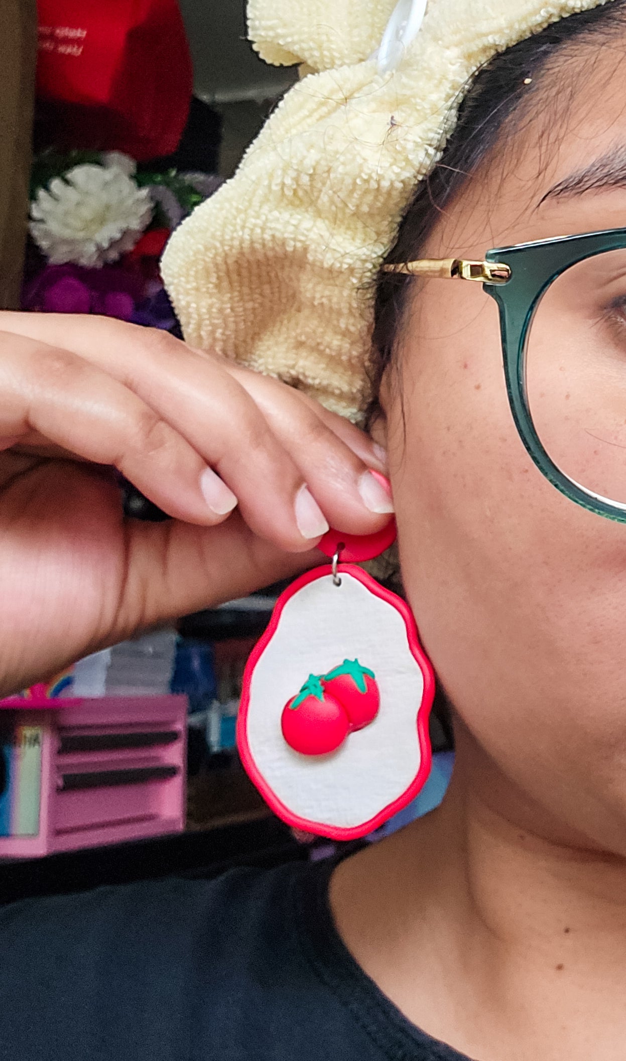 Sewing Needle Tomato Earrings