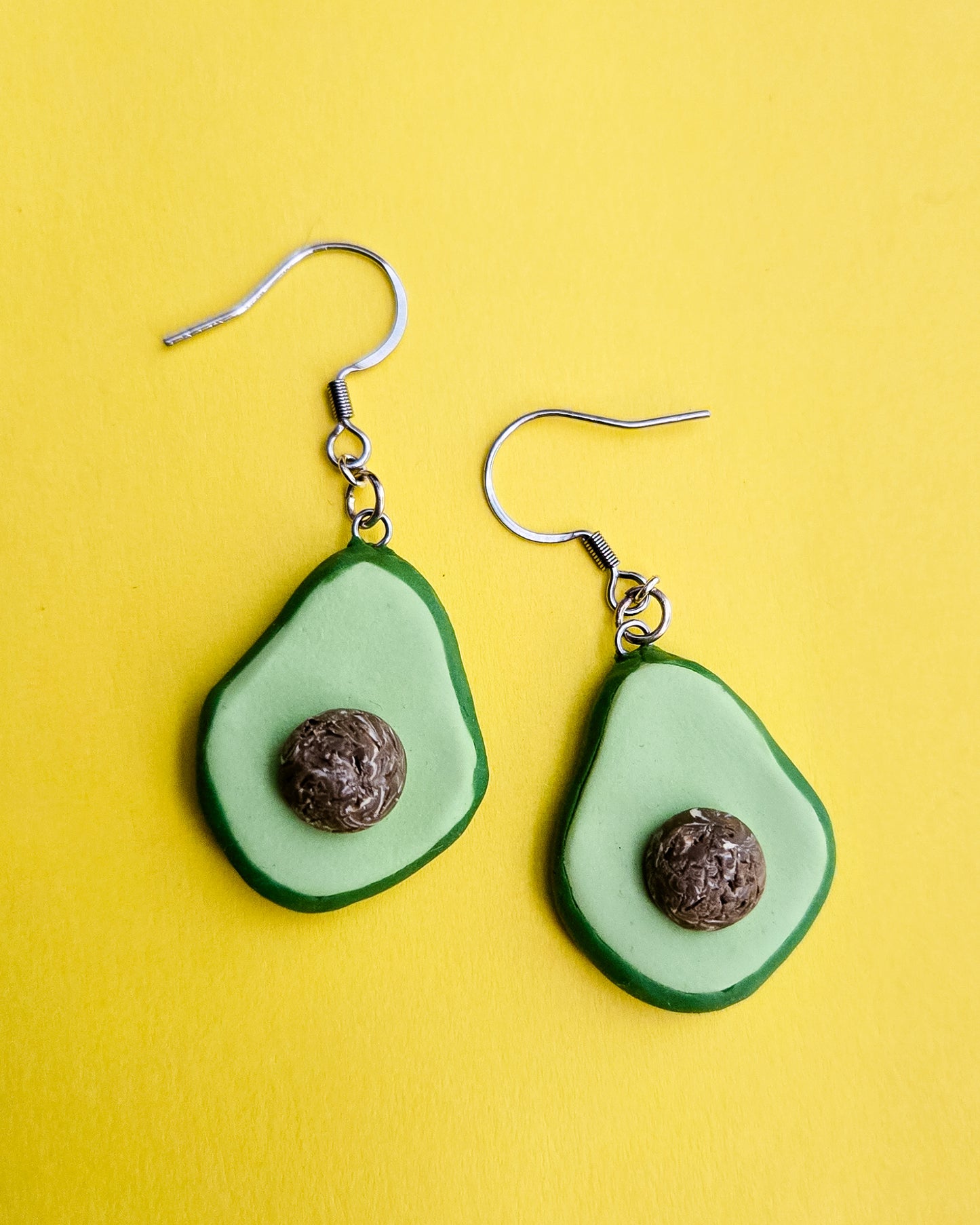 Avocado Earrings, handsculpted