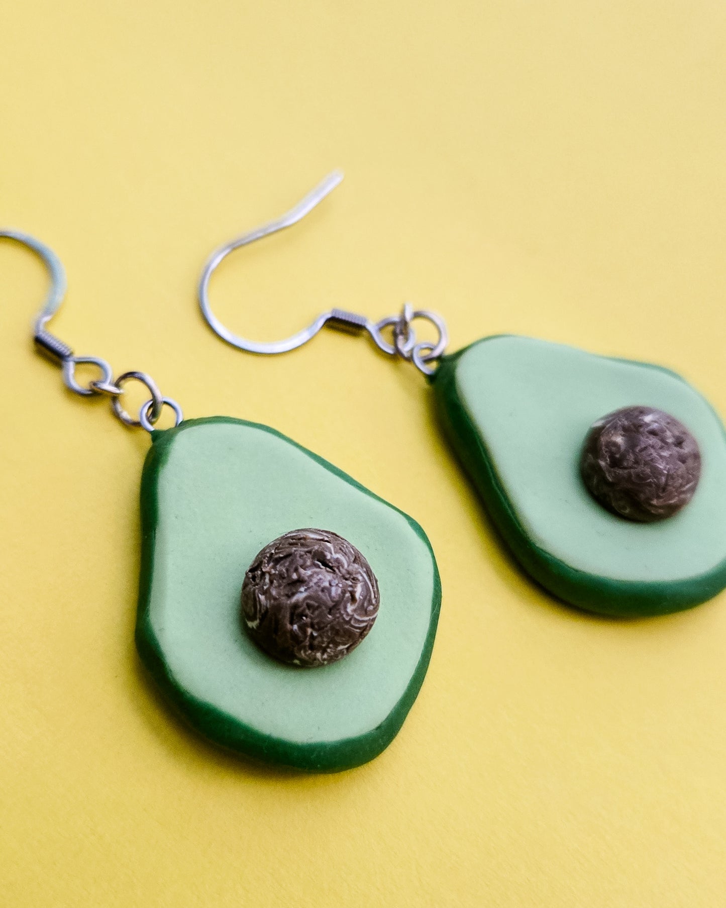 Avocado Earrings, handsculpted