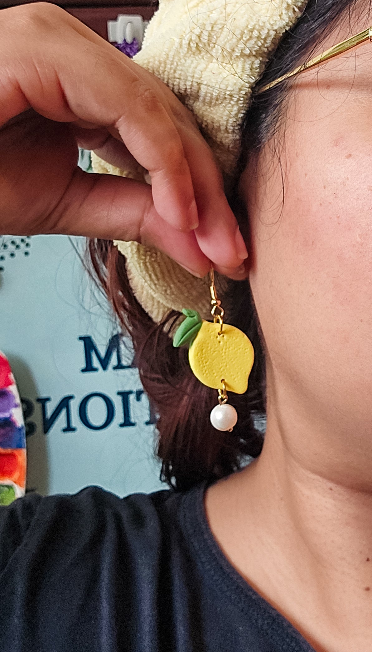 Lemon Pearl Earrings, freshwater potato pearl