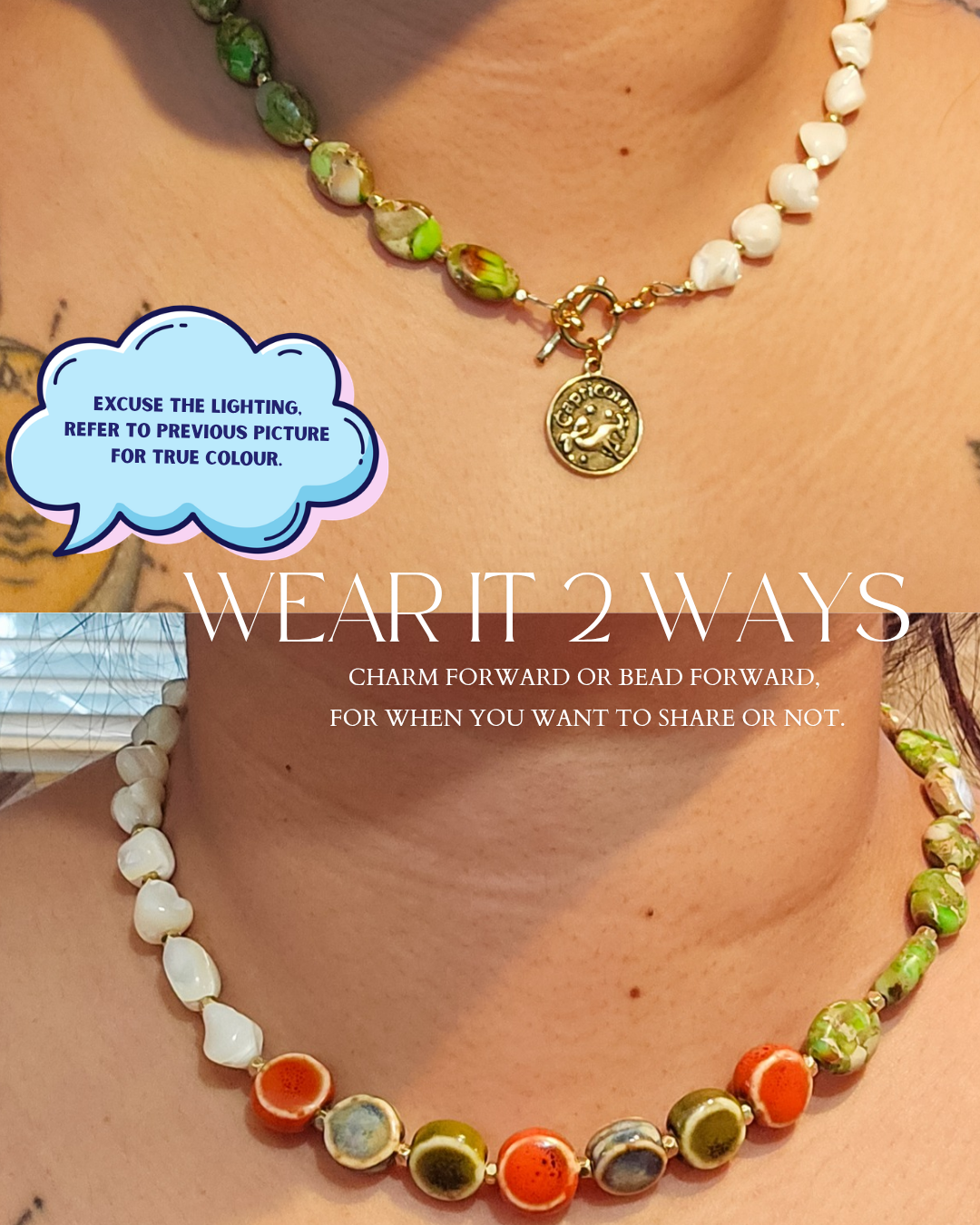 Capricorn Necklace, one of a kind, wear it 2 ways (see pics)