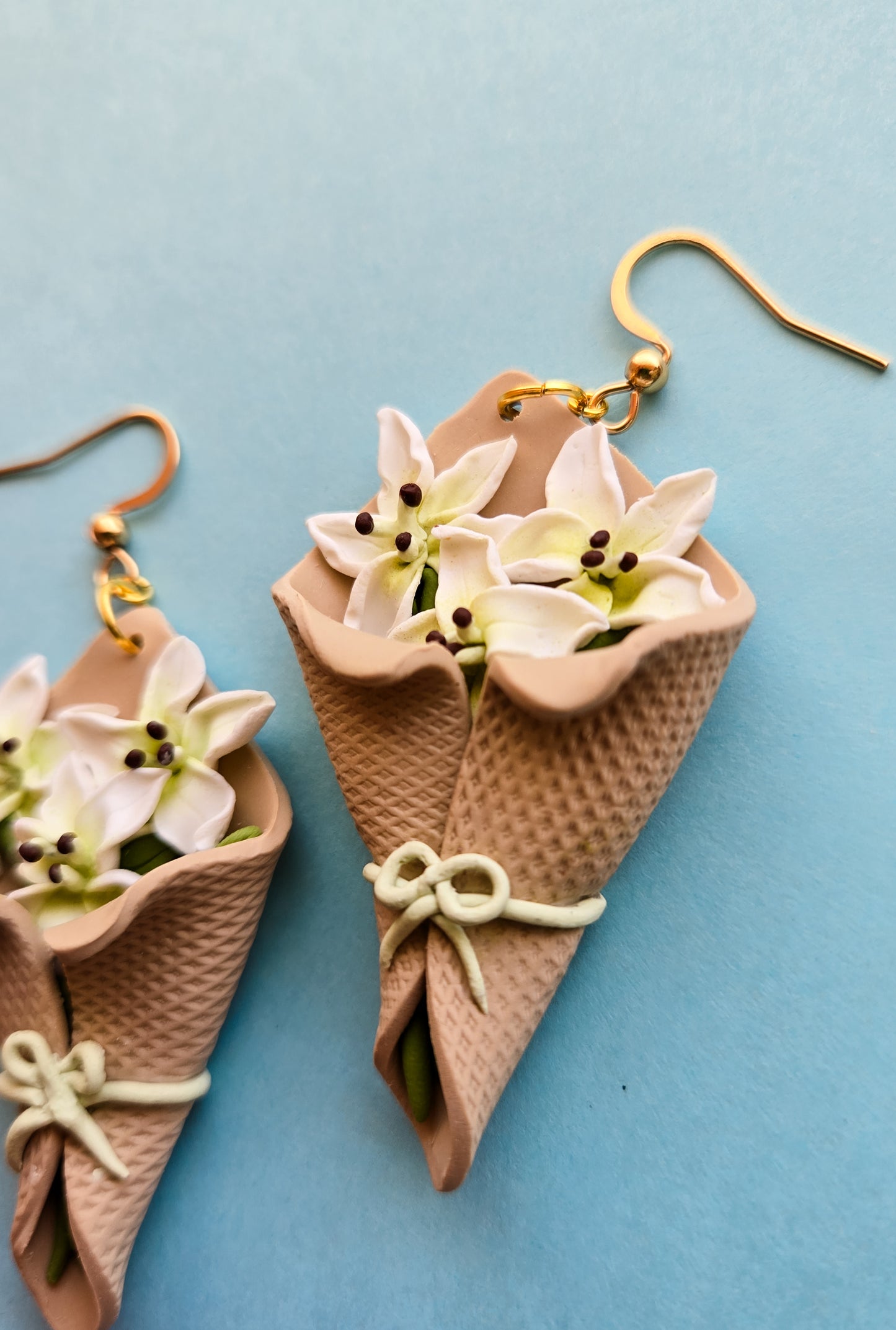 White Lily Bouquet Earrings