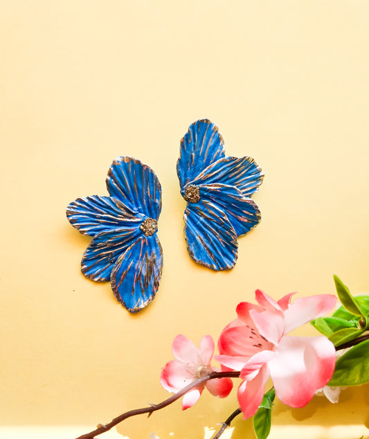 Handsculpted Flower Petal Studs with geode centre