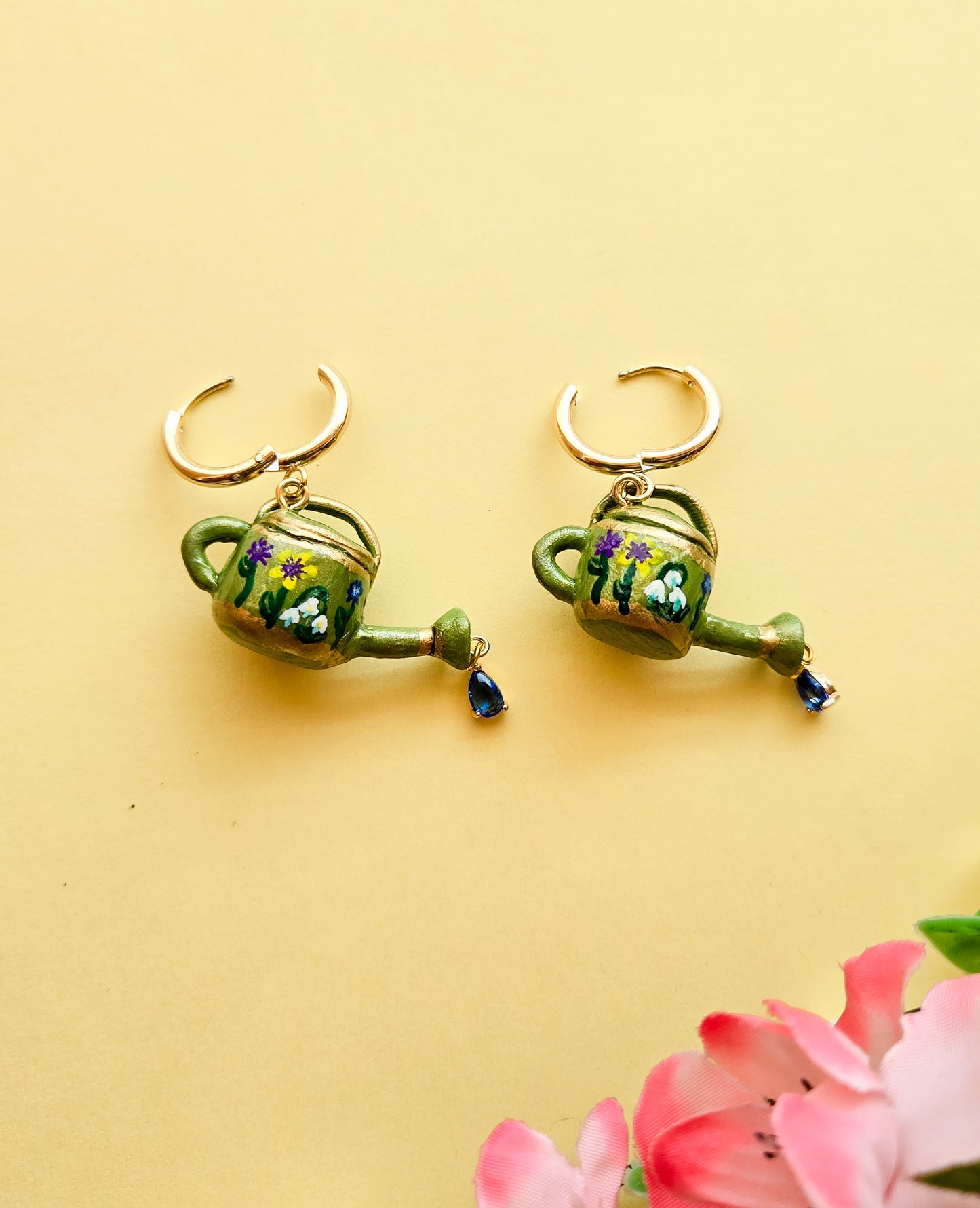 Handsculpted Watering Can Earrings