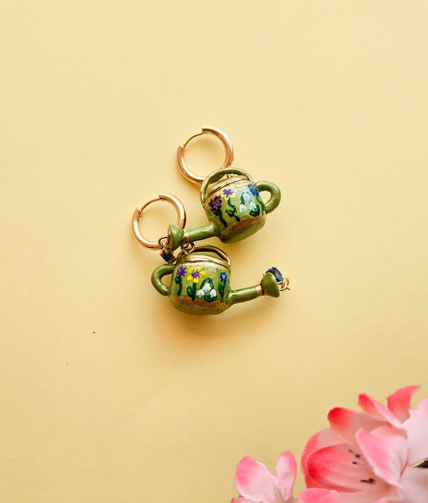 Handsculpted Watering Can Earrings