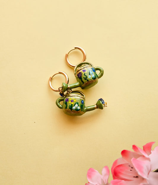 Handsculpted Watering Can Earrings