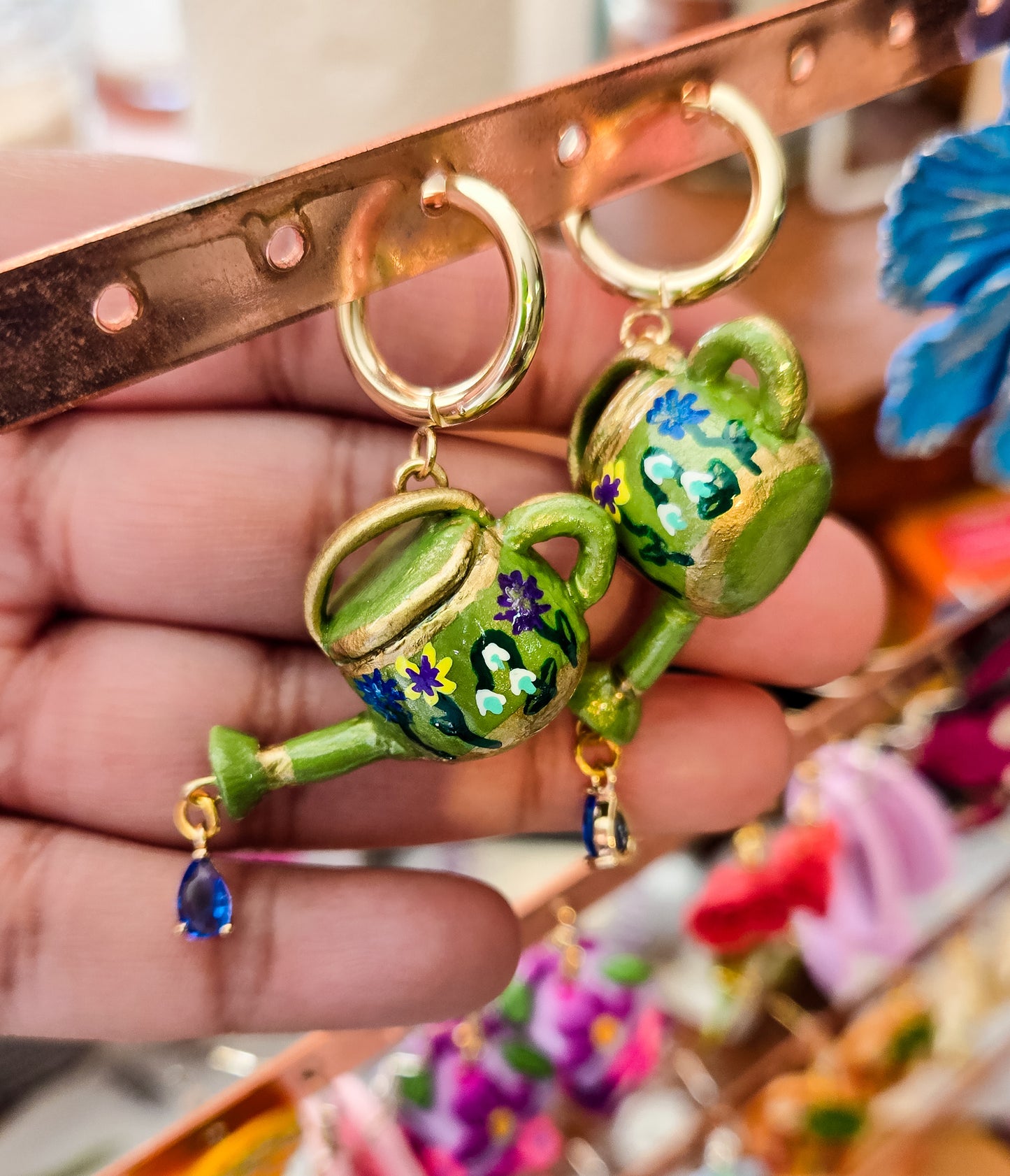 Handsculpted Watering Can Earrings