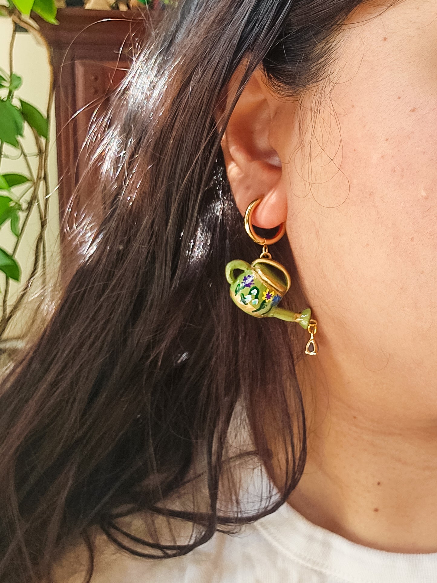 Handsculpted Watering Can Earrings