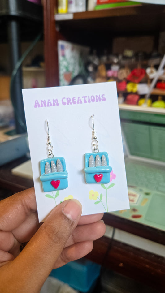 Handsculpted Sardine Can Earrings