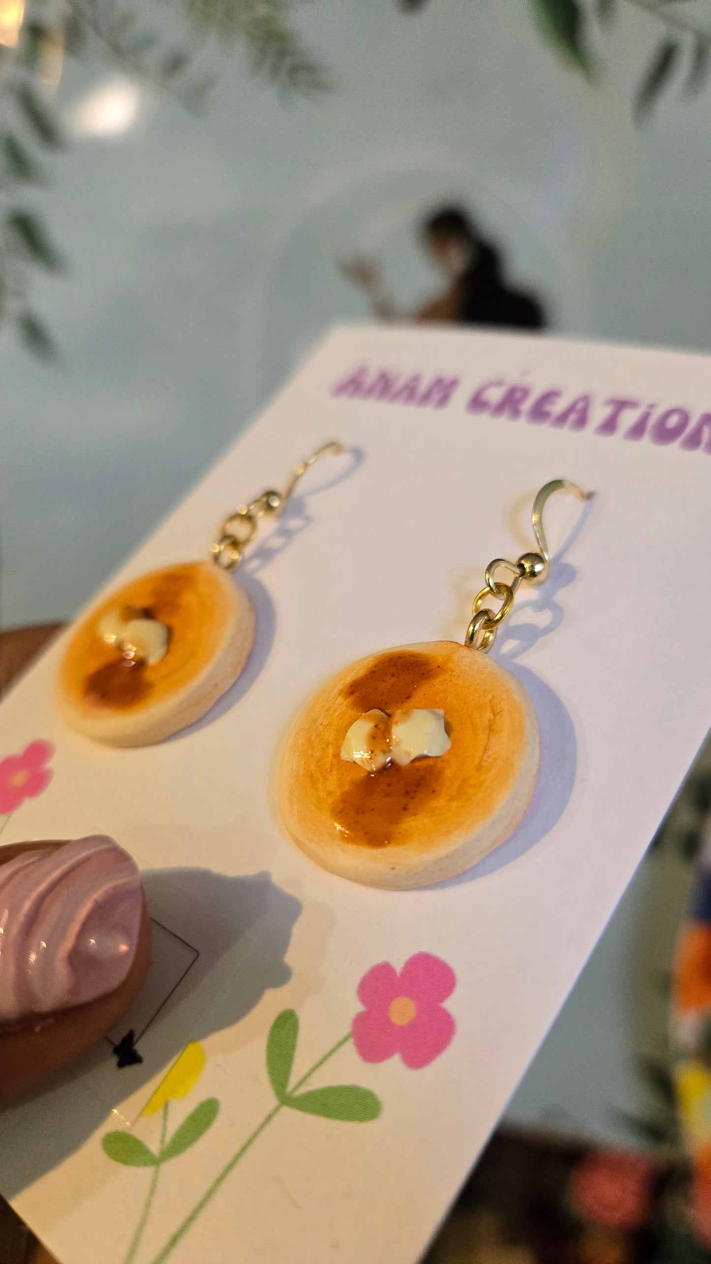 Handsculpted Pancake earrings, f*ck your fascist pancakes, made in canada