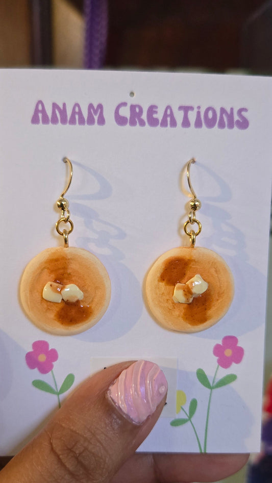 Handsculpted Pancake earrings, f*ck your fascist pancakes, made in canada