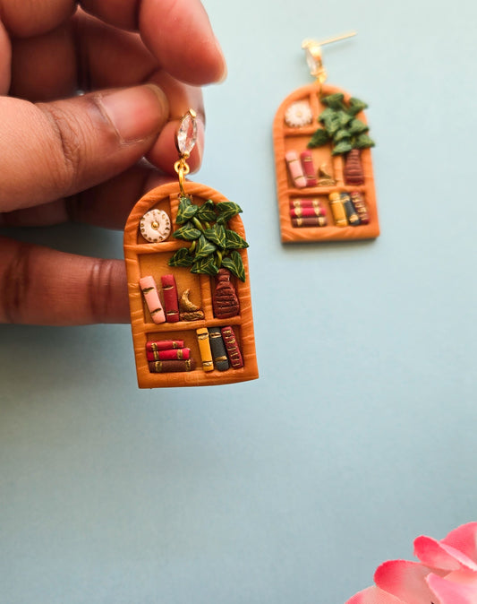 Plant Bookshelf Earrings