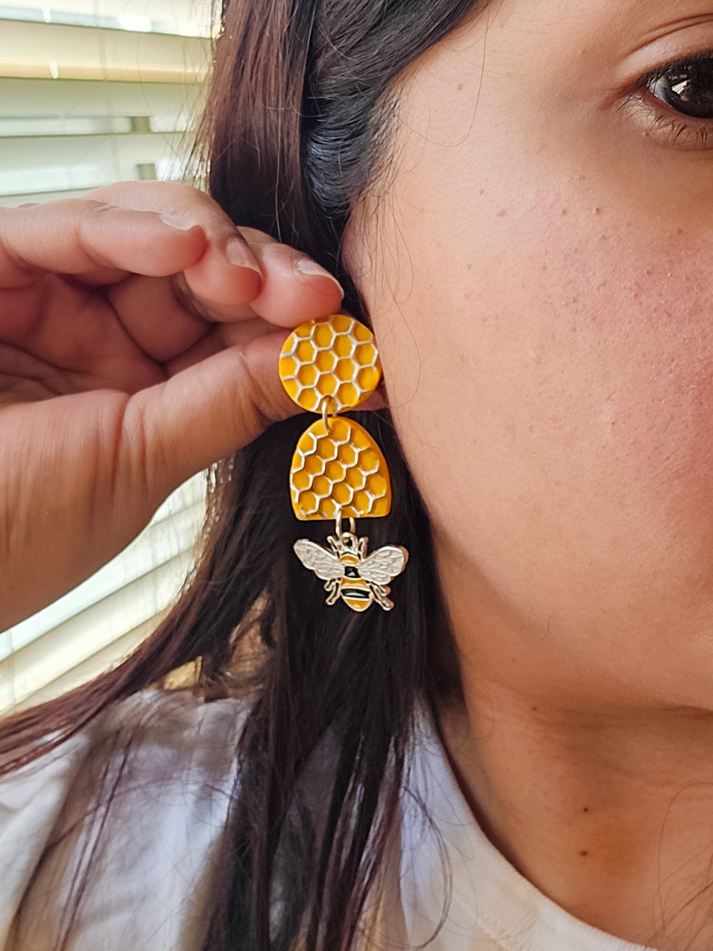 Honeycomb Bee Earrings