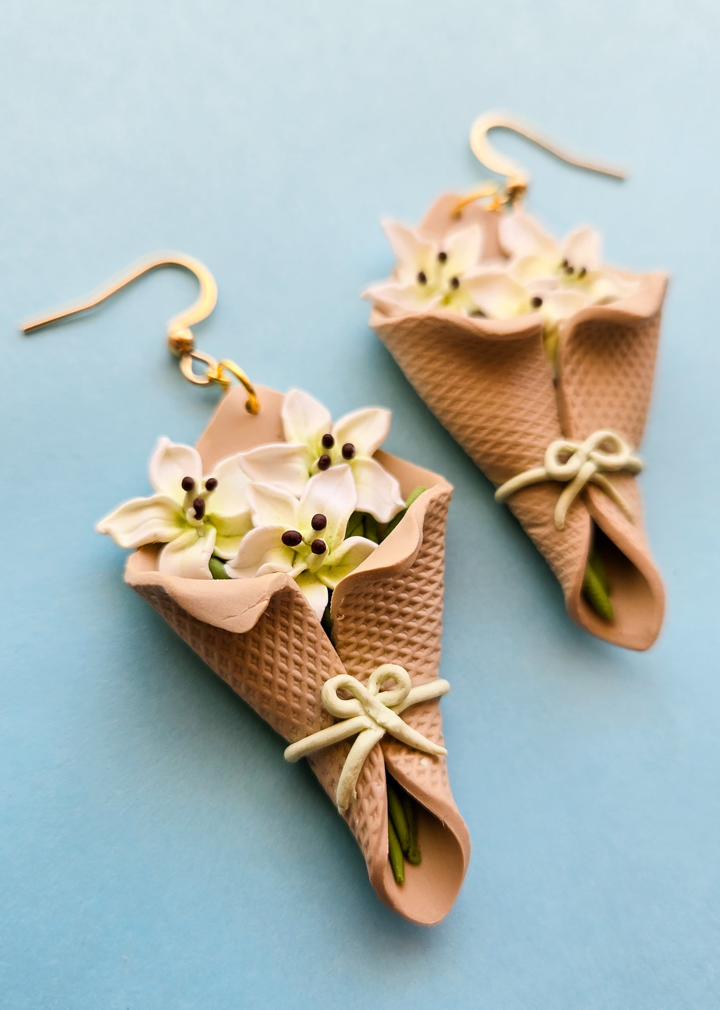 White Lily Bouquet Earrings