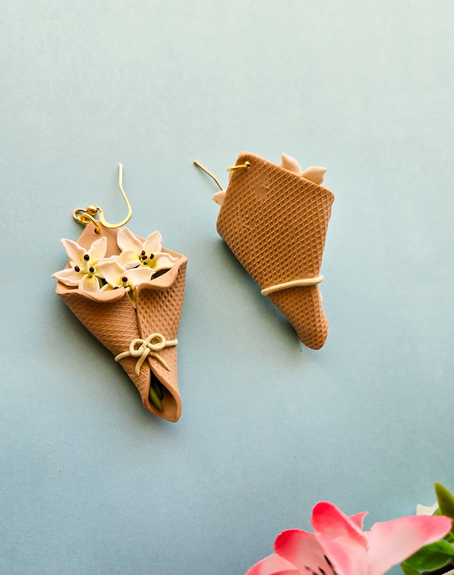 White Lily Bouquet Earrings