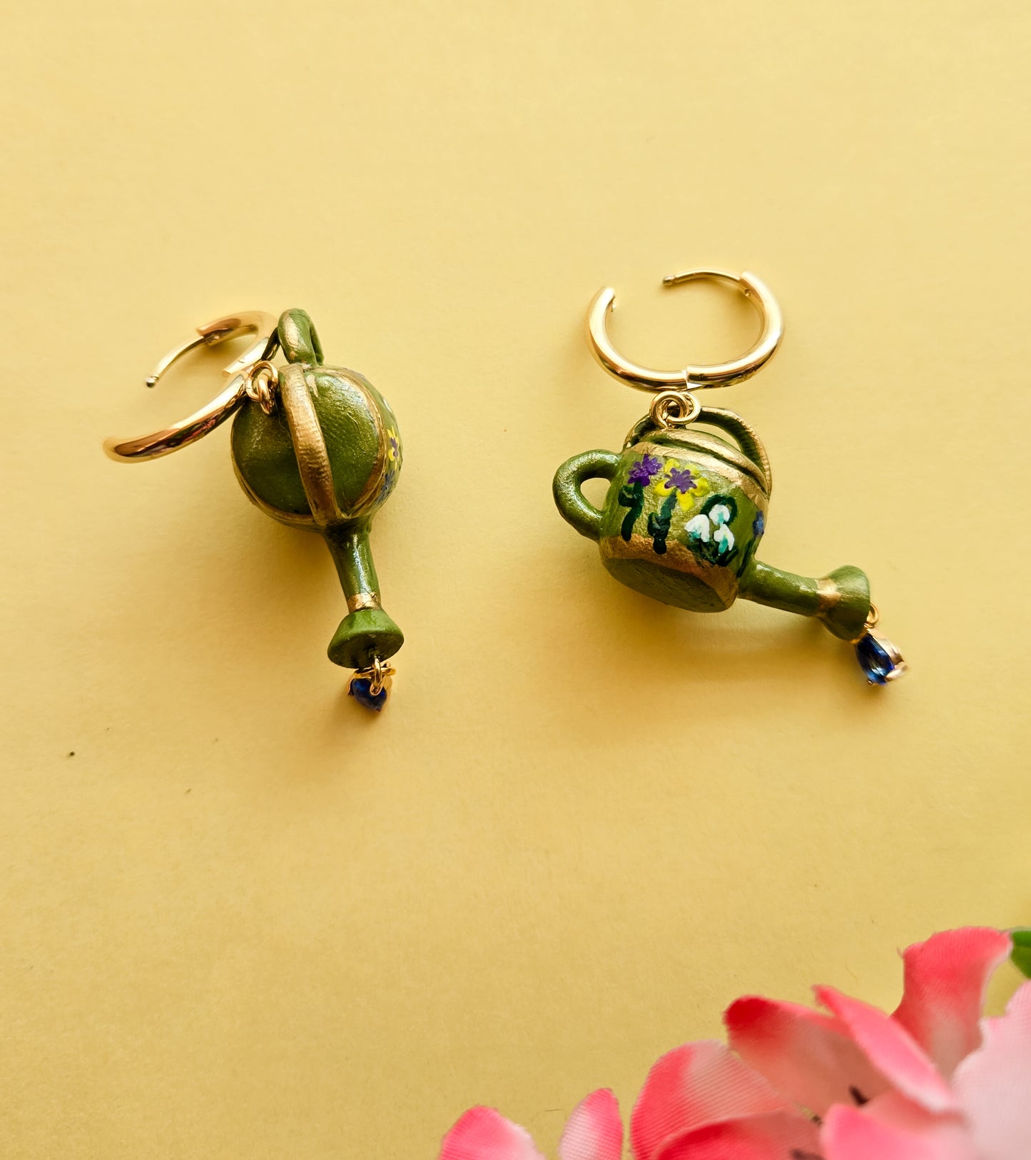 Handsculpted Watering Can Earrings